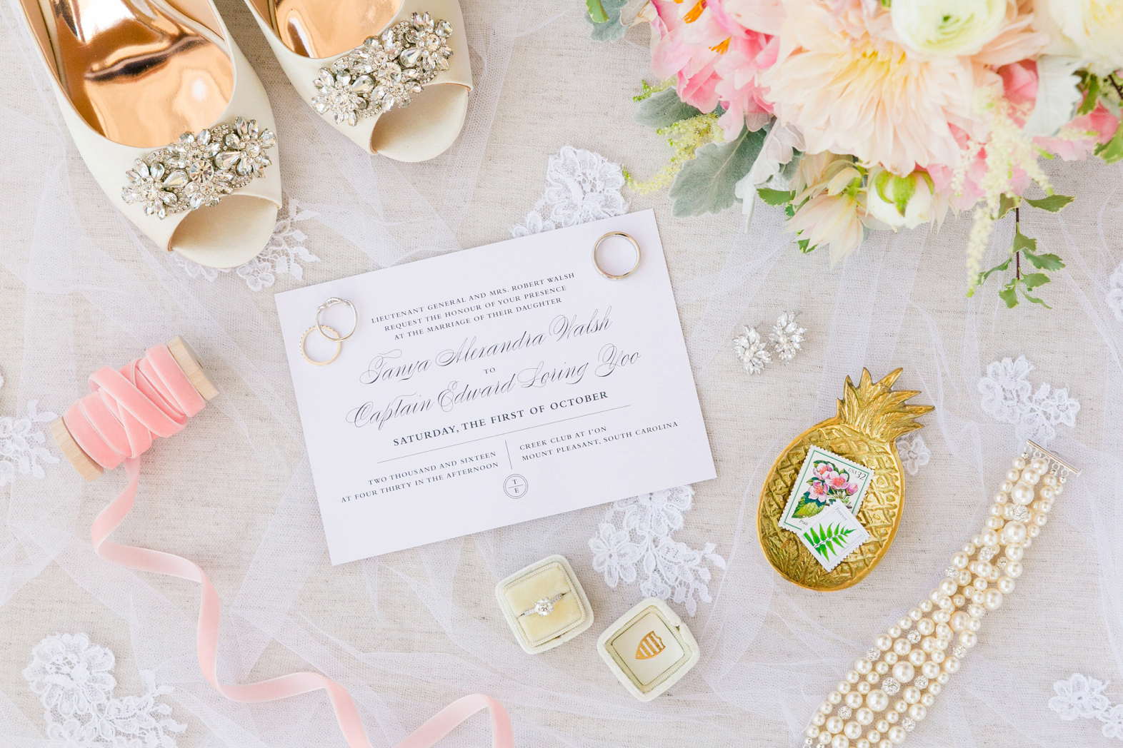 Tanya + Edward // Blush + Gold Charleston Wedding at the Creek Club