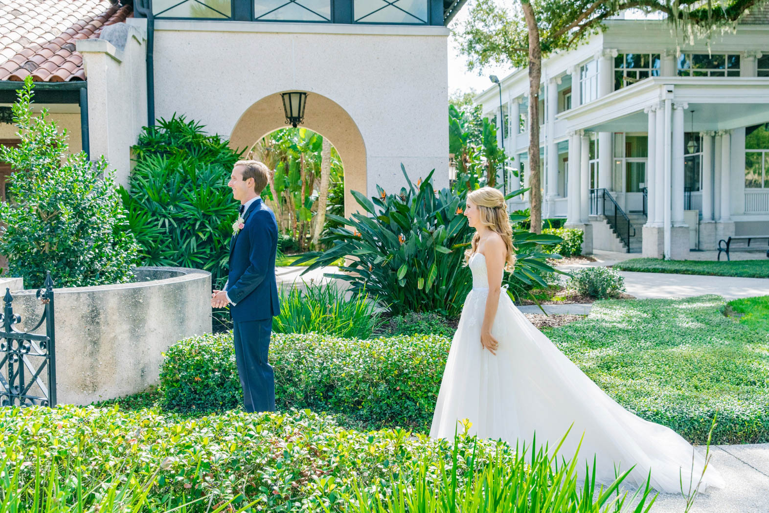 bride and groom share a First Look in St Augustine, Florida