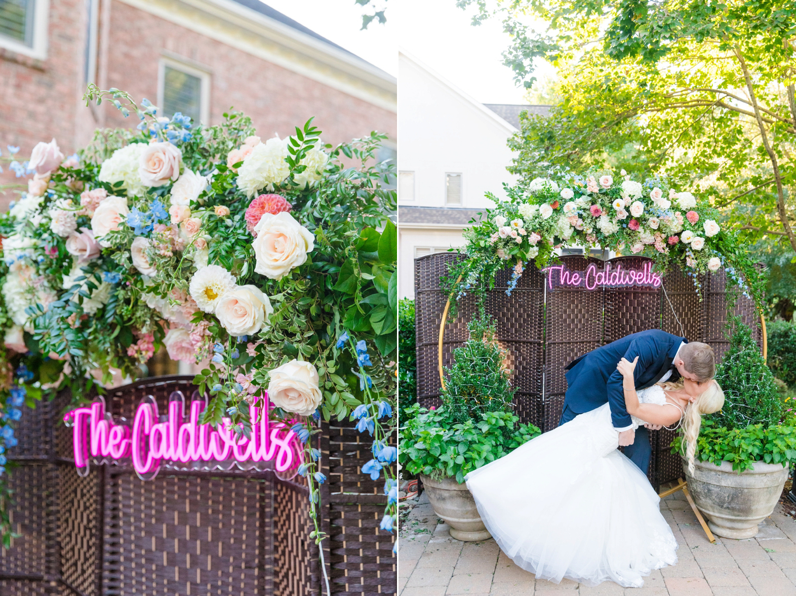 Intimate Pink Blue Wedding Private Residence Charlotte NC