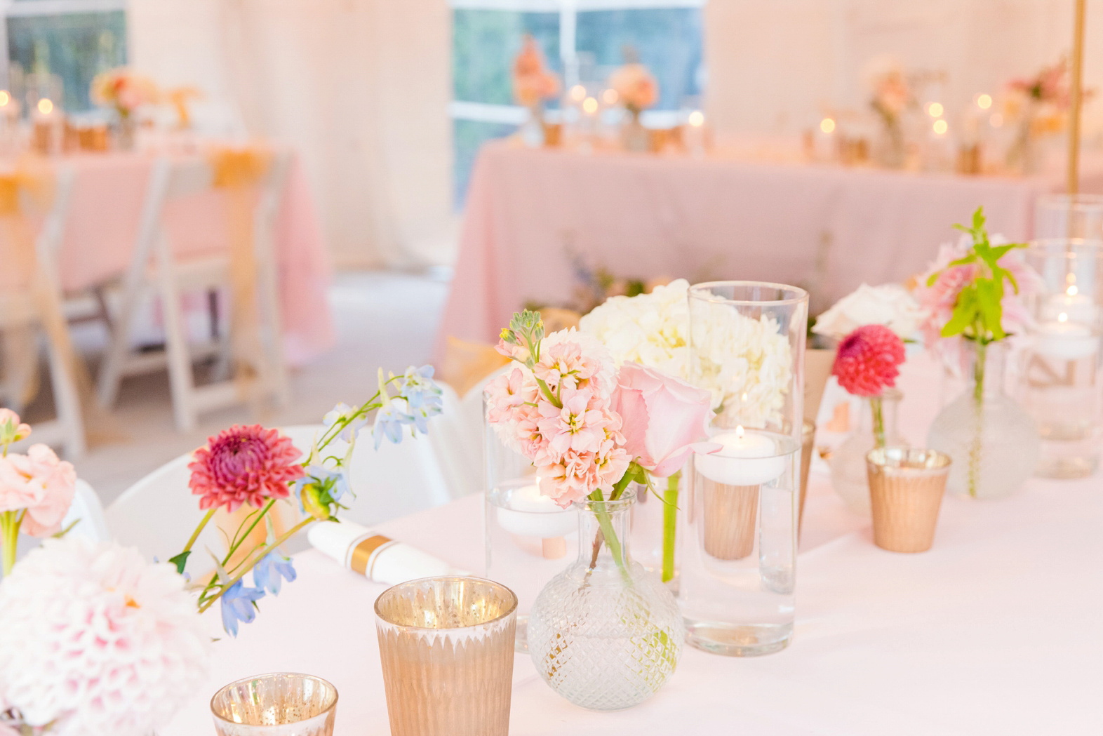 Intimate Pink Blue Wedding Private Residence Charlotte NC