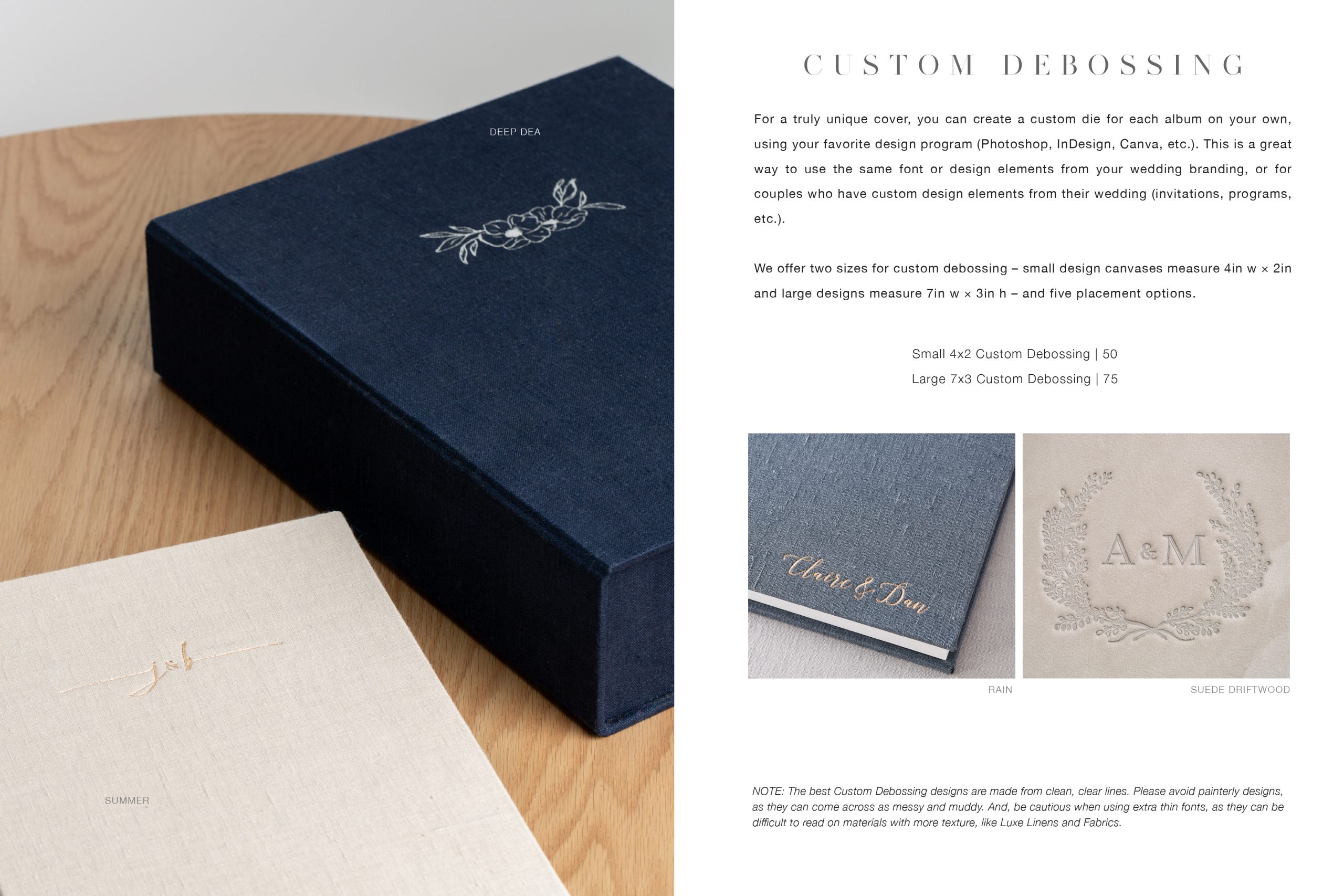 Navy Blue Leather Wedding Photo Album With Rose Gold Embossing