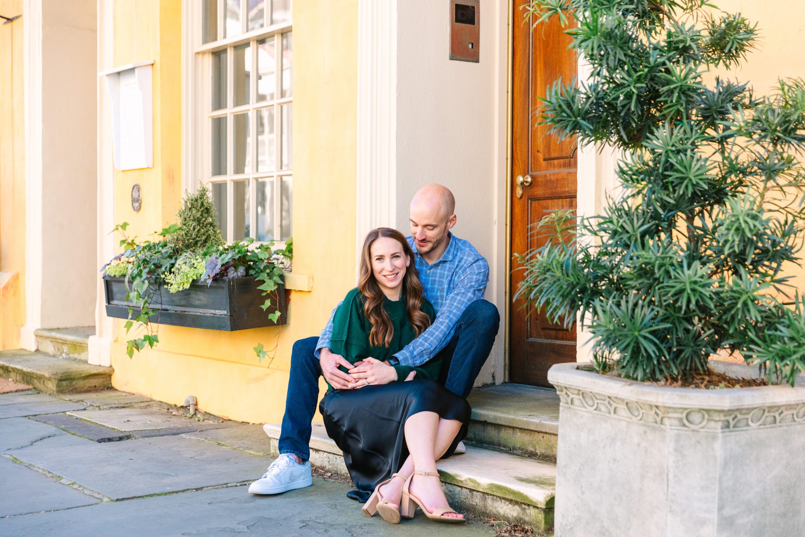 downtown charleston winter engagement session