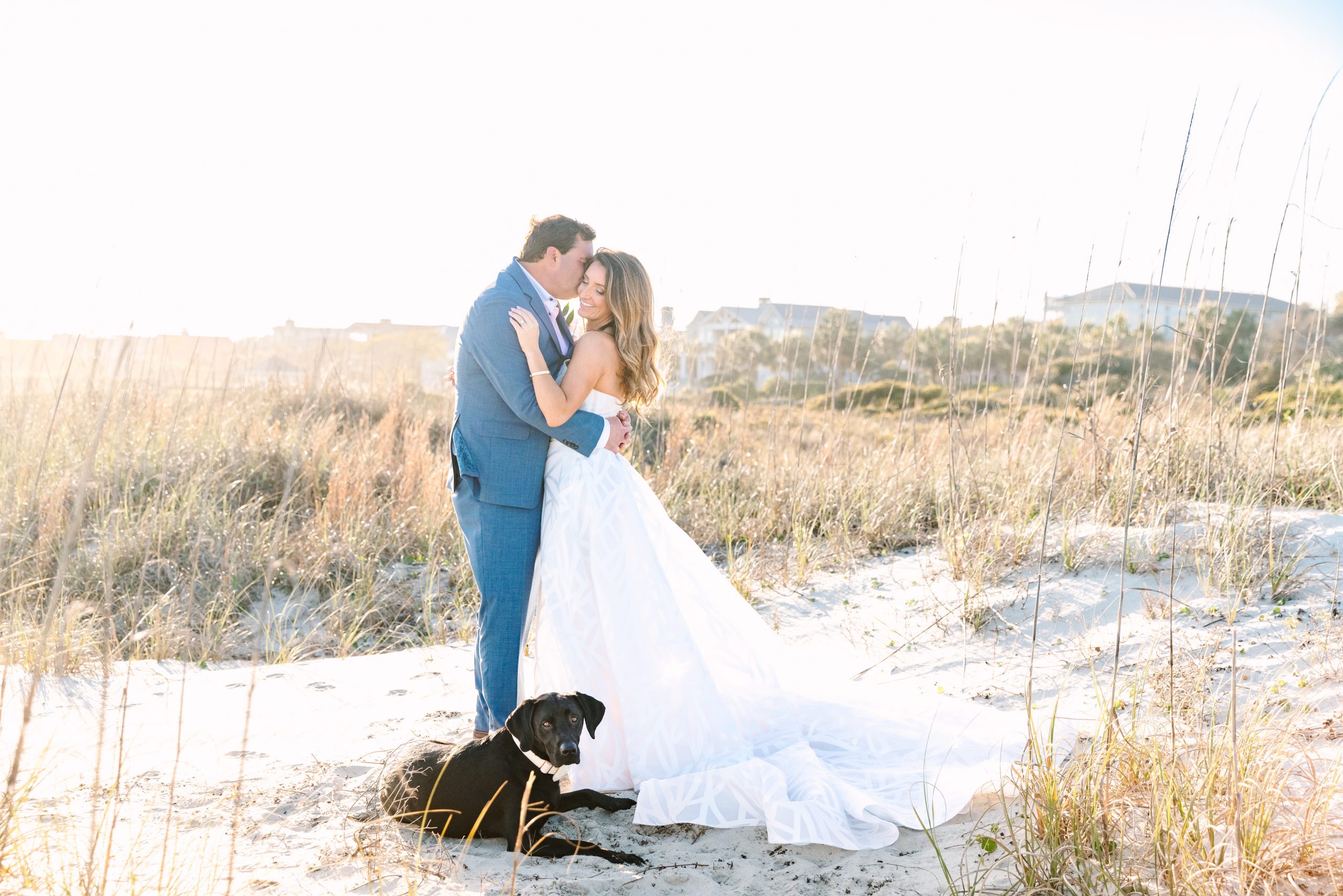 Isle of Palms bride + groom portrait on the beach