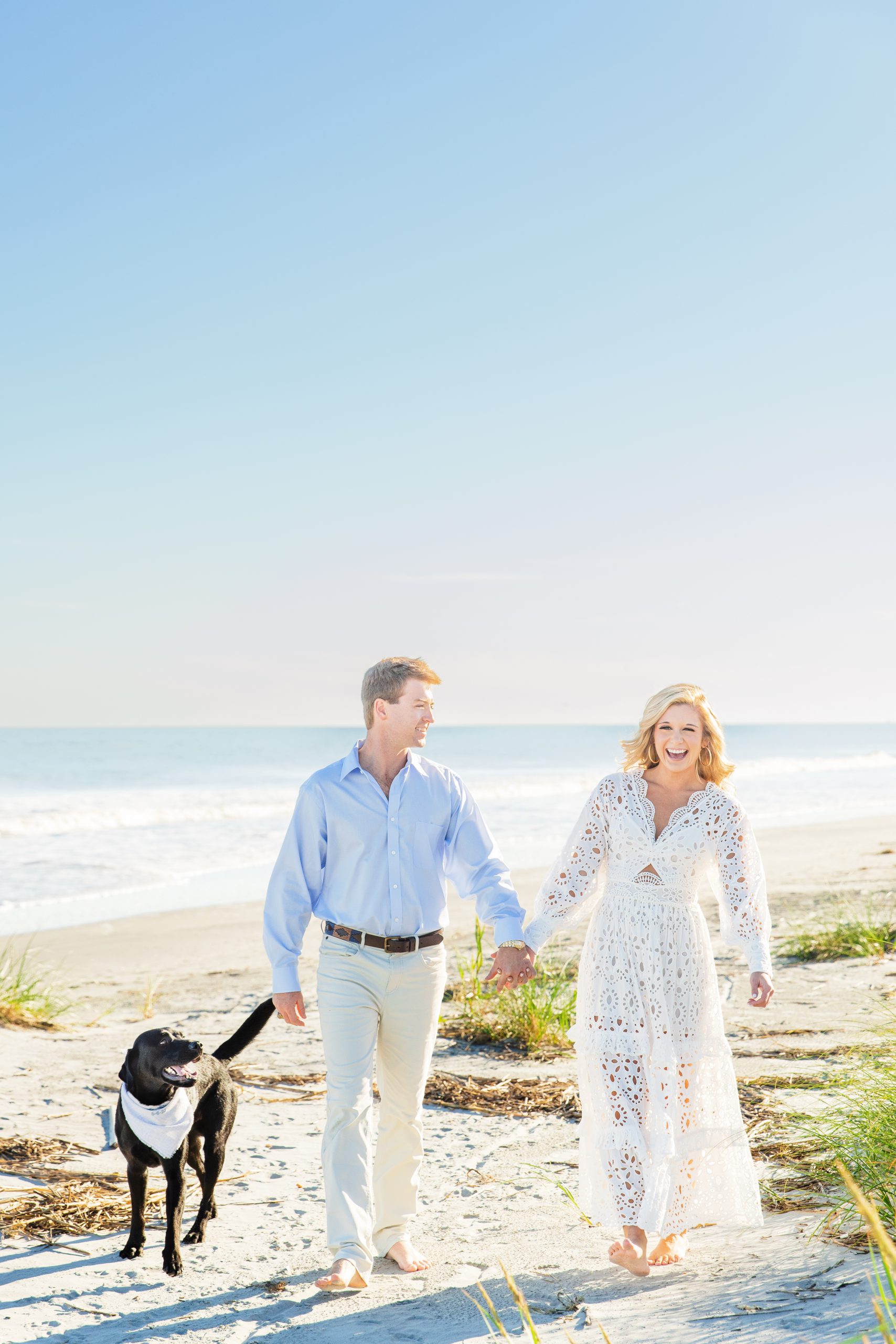 folly beach engagement session with dog